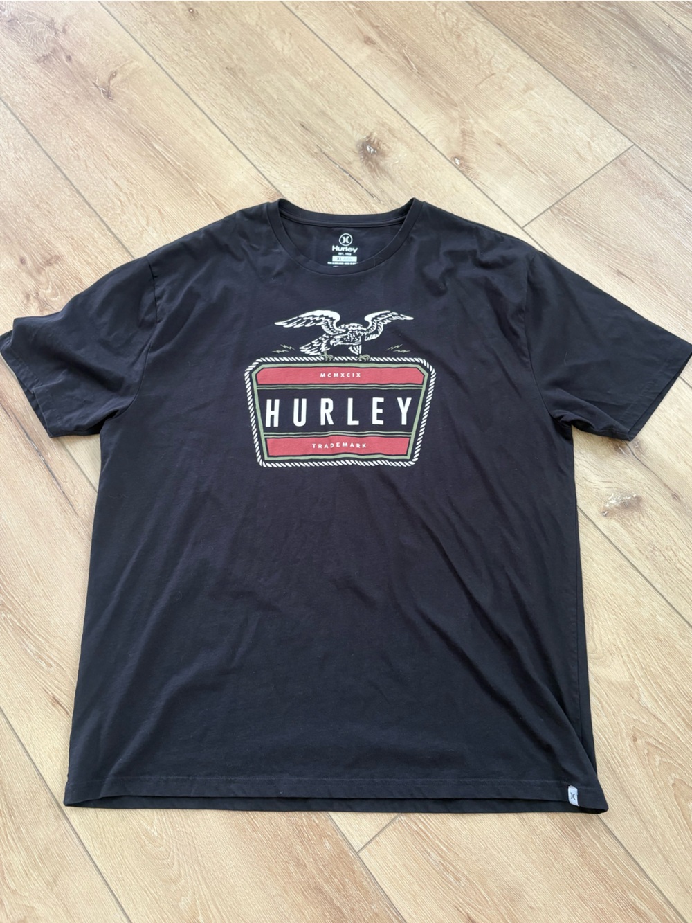 Hurley Black T-Shirt with Red and White Logo
